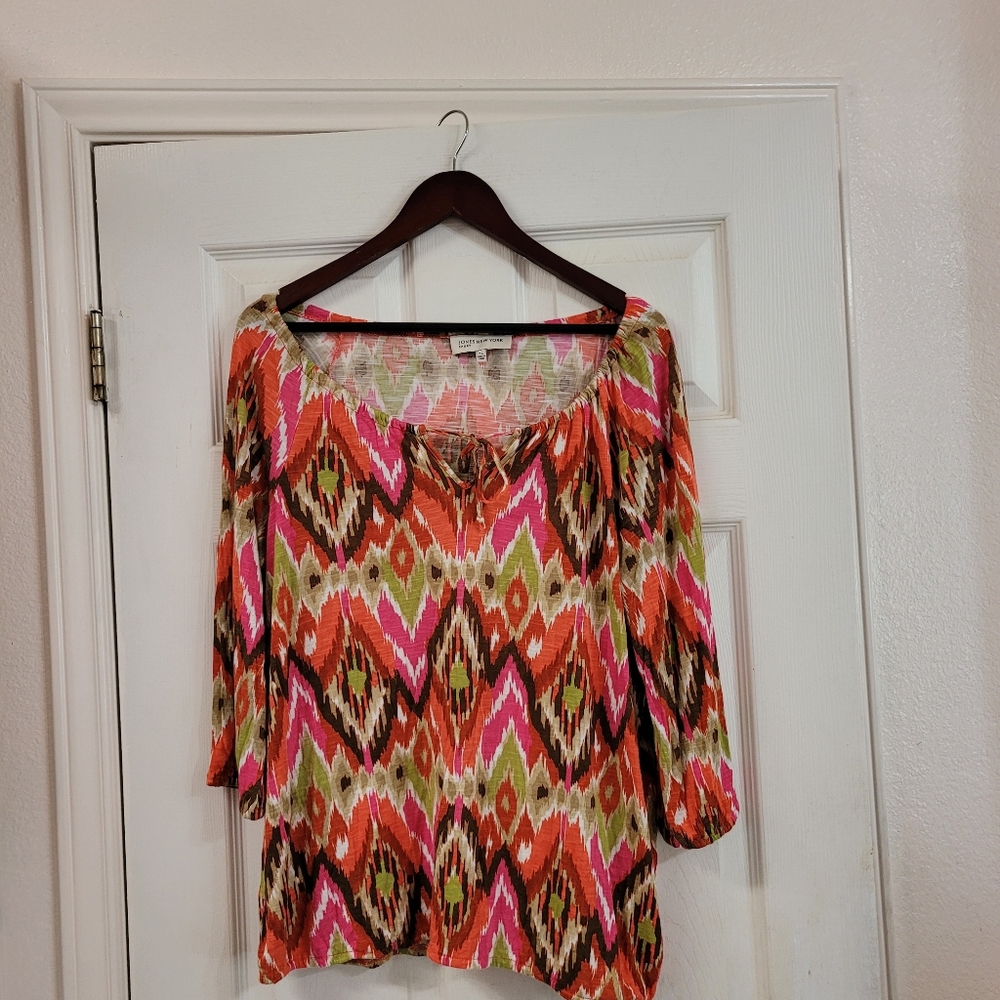 Jones New York Women's Boho Long Sleeve Top XL